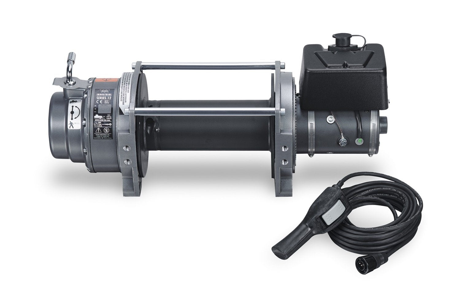 12 Vehicle Mounted WARN 30289 Series 12V DC Industrial Electric Winch, 6 Ton (12,000 lb) Capacity