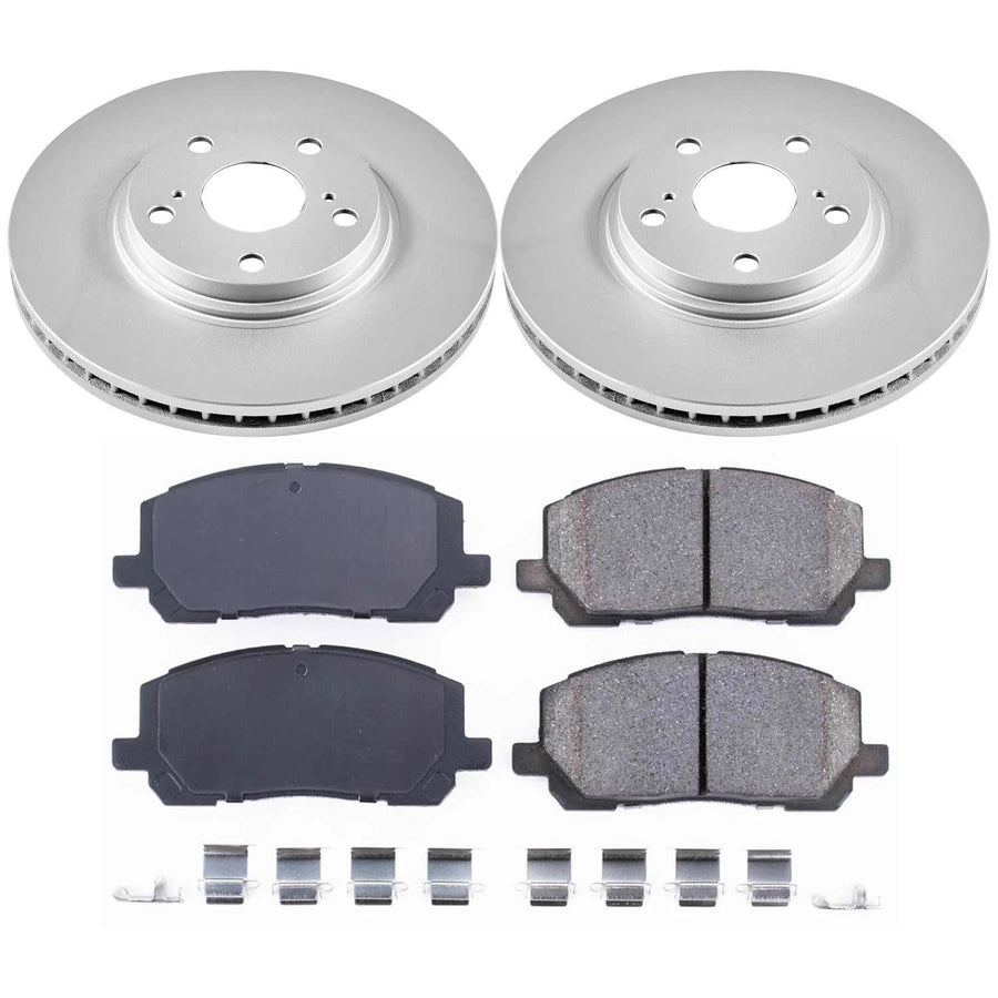 Power Stop Coated CRK1137 Brake Rotor & Ceramic Brake Pads- front For Toyota Highlander 2001-2007 [Model Specific]