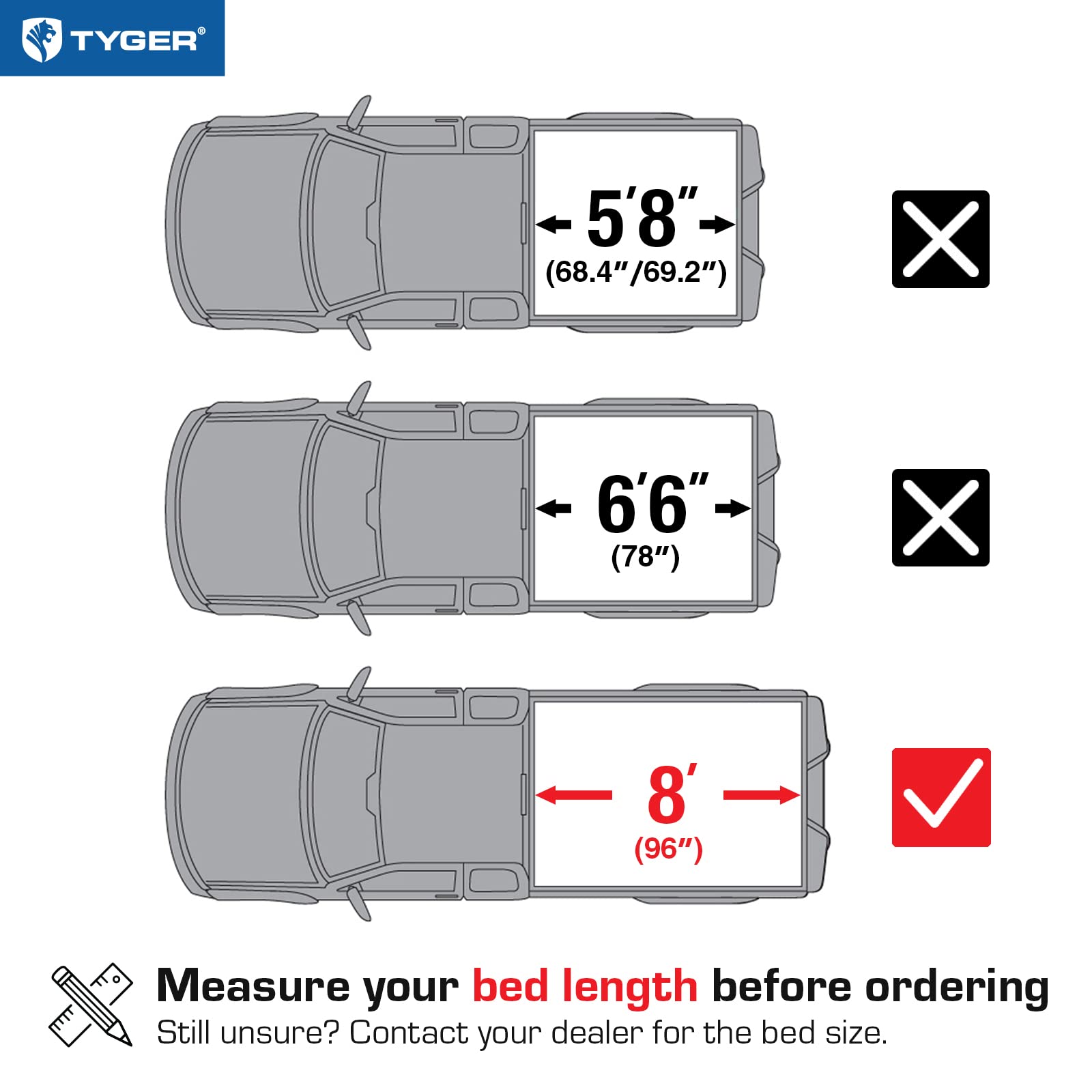 Tyger Auto T3 Soft Tri-Fold Tonneau Cover Truck Bed Compatible with 1988-2006 Chevy Silverado / GMC Sierra 1500 2500 HD 3500 HD | 2007 Classic ONLY | Fleetside 8' Bed (97") | TG-BC3C1010 , Black