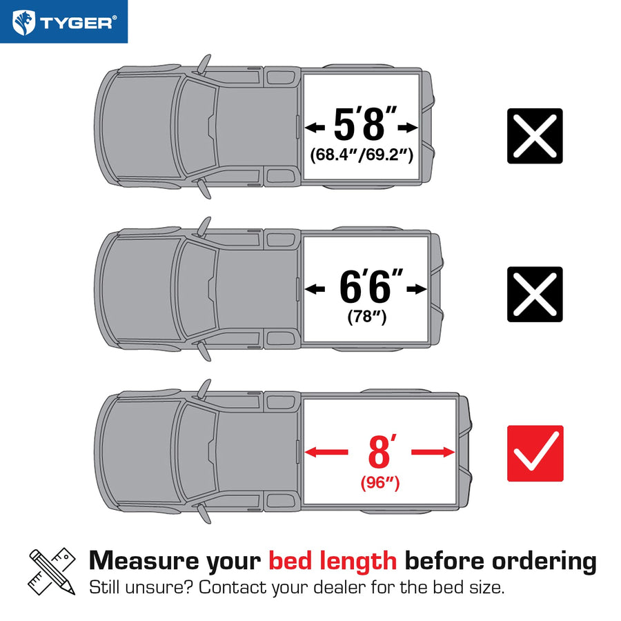Tyger Auto T3 Soft Tri-Fold Tonneau Cover Truck Bed Compatible with 1988-2006 Chevy Silverado / GMC Sierra 1500 2500 HD 3500 HD | 2007 Classic ONLY | Fleetside 8' Bed (97") | TG-BC3C1010 , Black