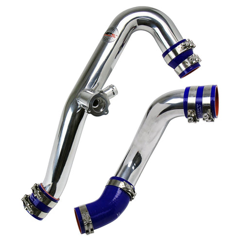 HPS Performance Intercooler Polish (Charge Hot and Cold Side with Blue Hoses) Compatible for 2015-2020 Ford Mustang Ecoboost 2.3L Turbo, 17-102P