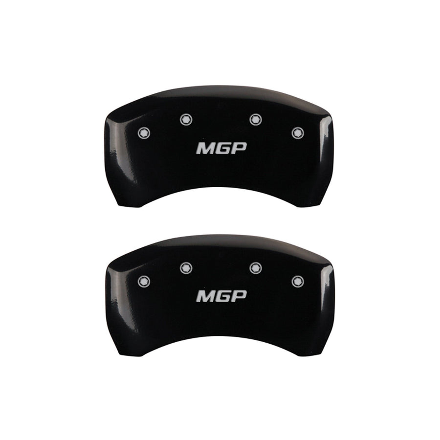 MGP 'MGP' Engraved Caliper Covers 16225SMGPBK with Black Powder Coat Finish and Silver Characters, (Set of 4)
