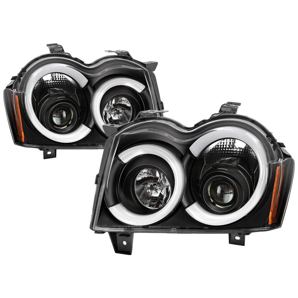 Jeep Grand Cherokee 05-07 Spyder 5086129 Light Bar Projector Headlights - Low Beam-HB4(Not Included) ; High Beam-H1(Not Included) ; Signal-3157NA(Not Included) - Black