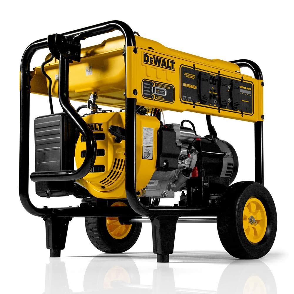 8,000-Watt DeWalt Portable Gas Generator - 420cc Engine - Electric Start - Smart Runtime and Wattage Meters - Heavy Duty Power for Home Backup or Jobsite