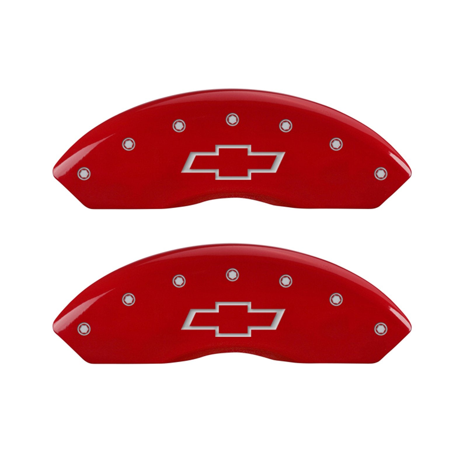 MGP Caliper Covers 'Bowtie' Engraved Caliper Cover 14235SBOWRD with Red Powder Coat Finish, (Set of 4)