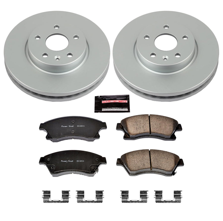 Coated Brake Rotor & Ceramic Brake Pads Power Stop CRK5550- front For Chevrolet Cruze 2011-2015, Chevrolet Cruze Limited 2016, Chevrolet Sonic 2012-2017 [Model Specific]