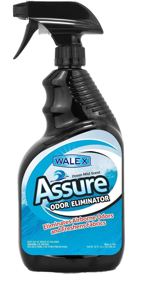Walex RV Assure Odor Eliminator Air Freshener Spray - Neutralizes Airborne Odors & Freshens Fabrics, Instant Odor Elimination with Natural Essential Oils, Pet Safe, Long Lasting; Ocean Mist, 32 oz