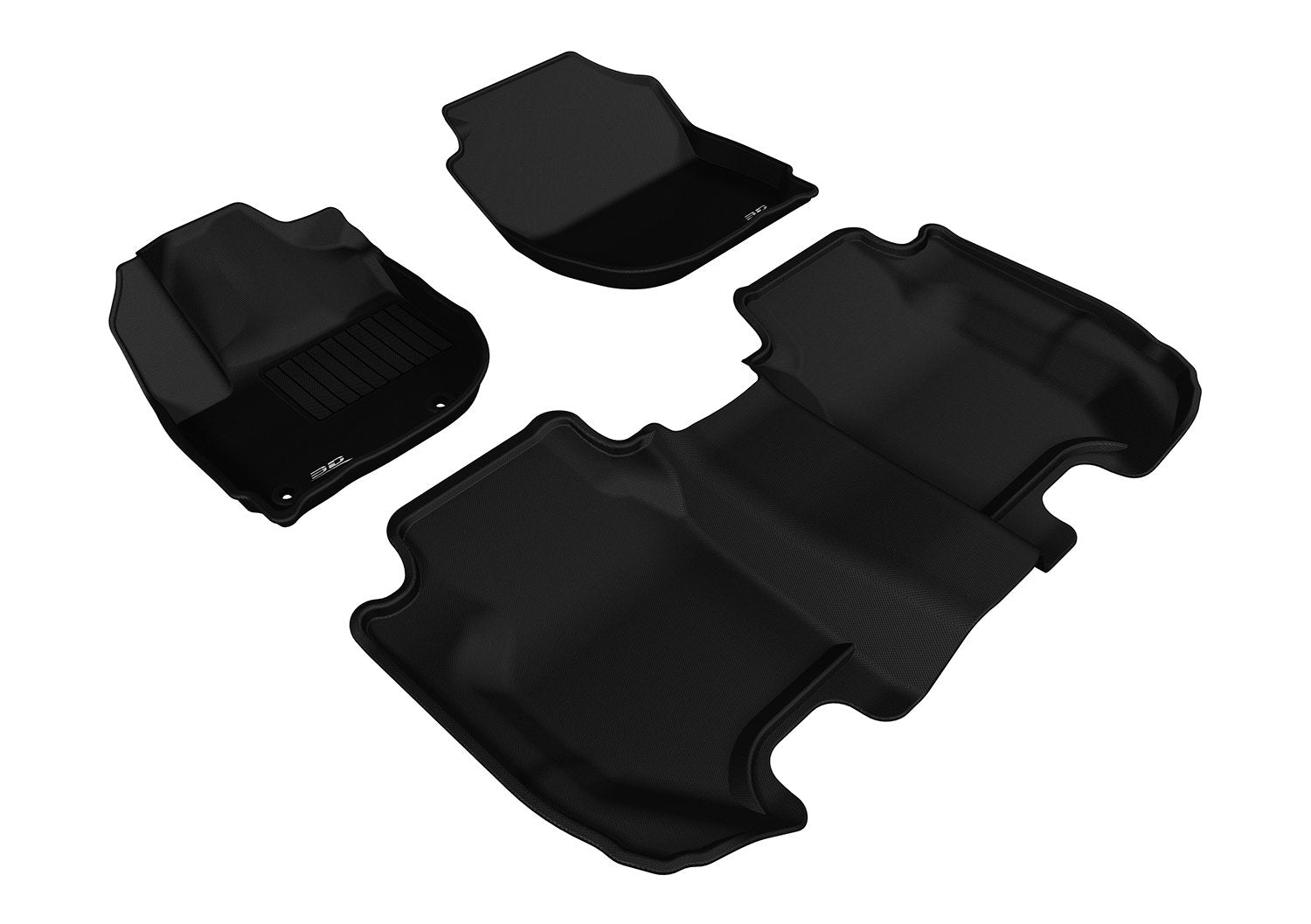 Honda Fit 2015-2020 3D MAXpider Custom Fit All-Weather Car Floor Mats Liners, Kagu Series (1st & 2nd Row, Black)