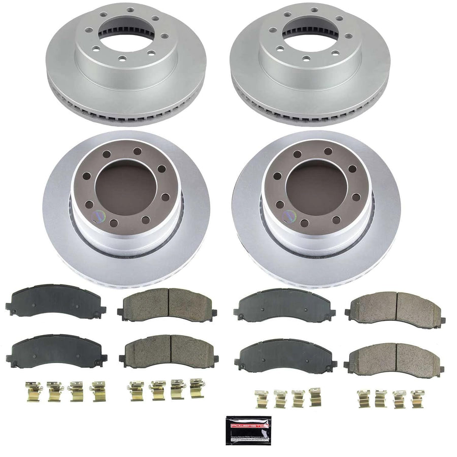 Power Stop Z17 Coated Rotor Kit CRK8640 Front and Rear Brake Rotors, Ceramic Brake Pads For Ram 2500 2019-2022 [Model Specific]