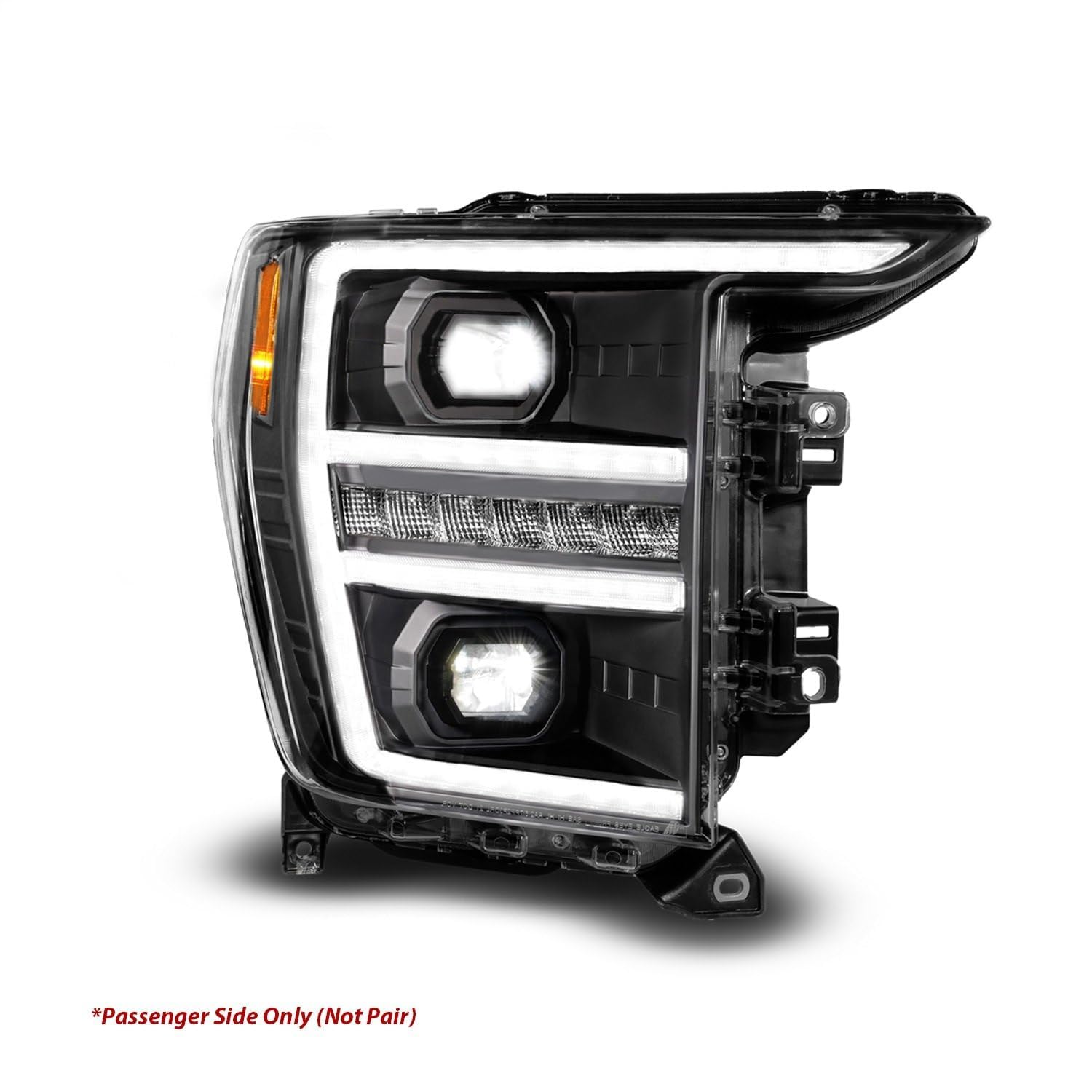 Passenger Side ANZO 111594-R Black Light Tube Projector LED Headlight With DRL And Sequential Turn Signal