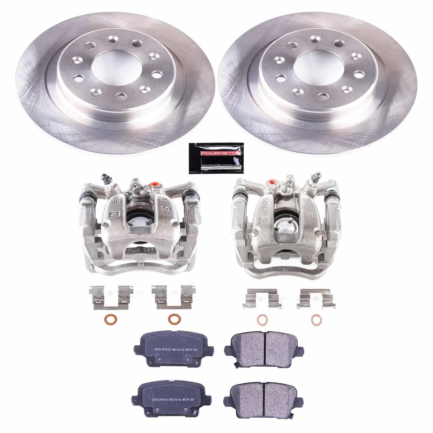 Power Stop KCOE8677 Rear Brake Caliper Kit- Brake Rotors, Brake Pads & Calipers For Buick Regal Sportback 2019-2020 [Model Specific]