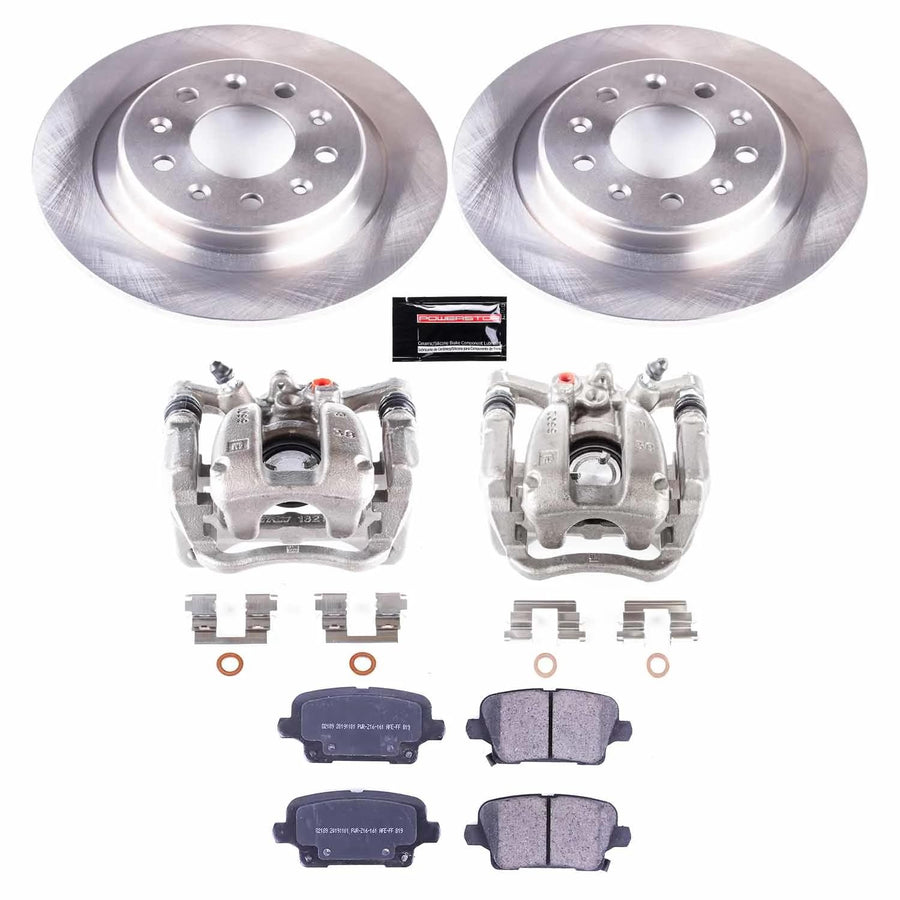 Power Stop KCOE8677 Rear Brake Caliper Kit- Brake Rotors, Brake Pads & Calipers For Buick Regal Sportback 2019-2020 [Model Specific]