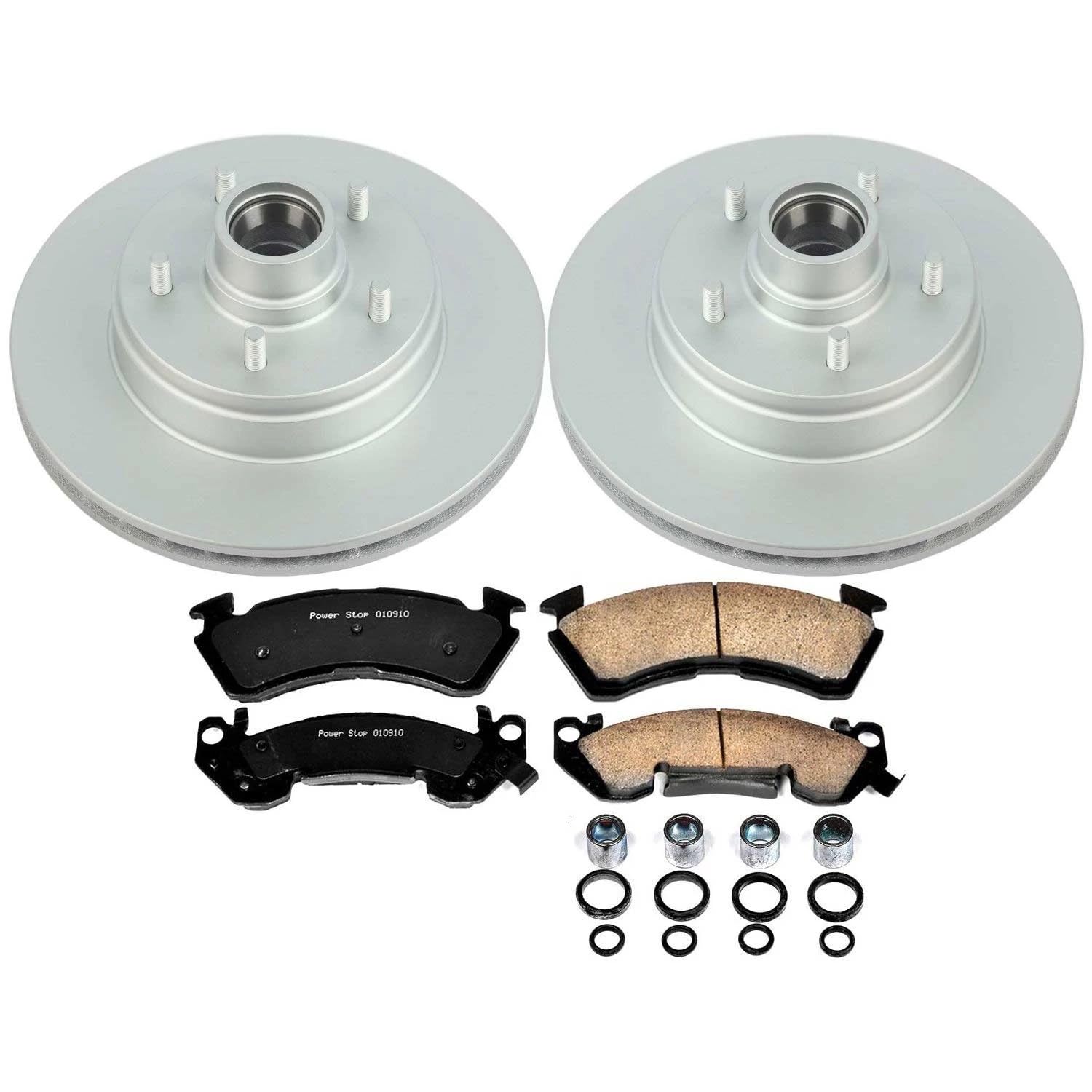 Power Stop Z17 Coated Rotor CRK2937 Front Brake Kit-Coated Brake Rotors & Ceramic Brake Pads For Chevrolet Caprice 1991-1993, Chevrolet Impala 1994-1996 [Model Specific]