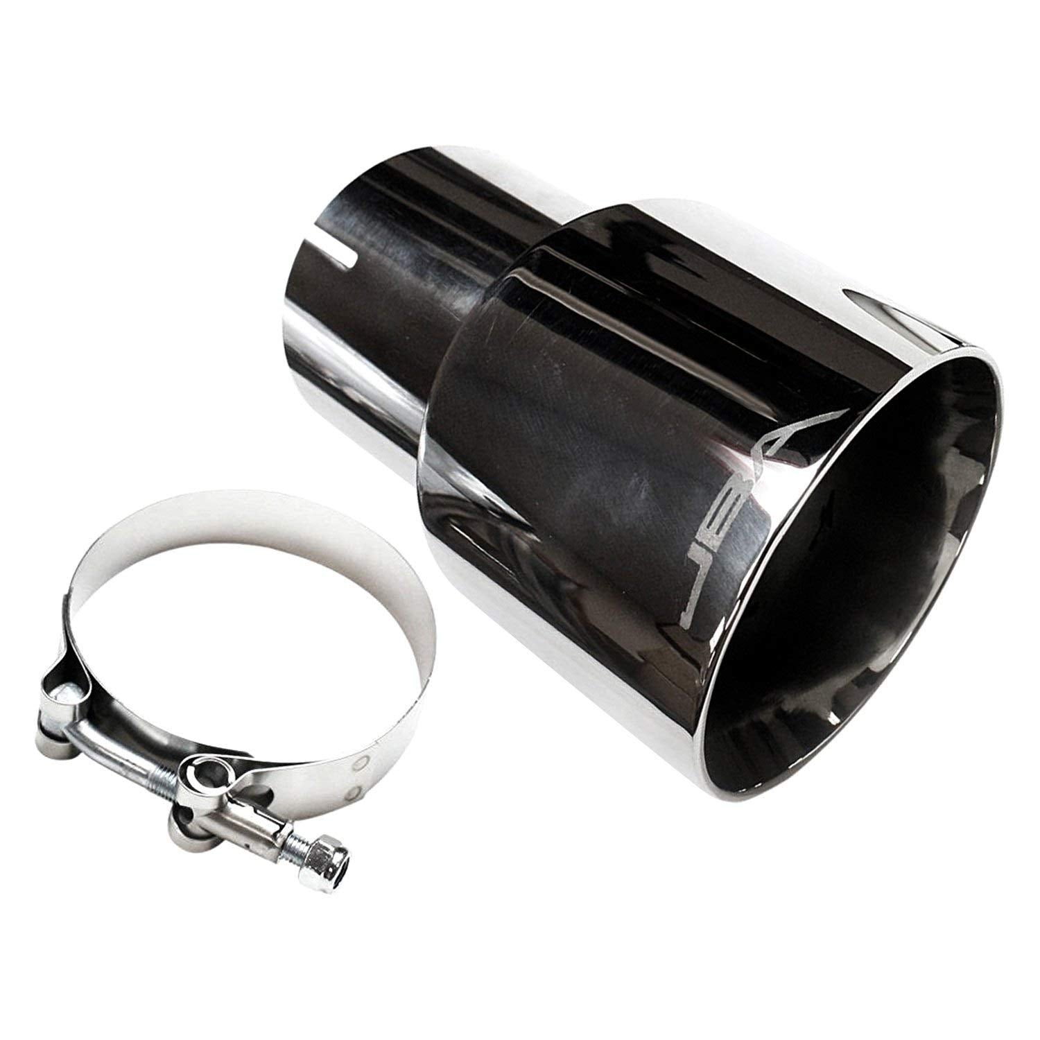 3" x 4" x 7-1/4" JBA (12-08272) Stainless Steel Double Wall Polished Chrome Plated Clamp-On Exhaust Tip