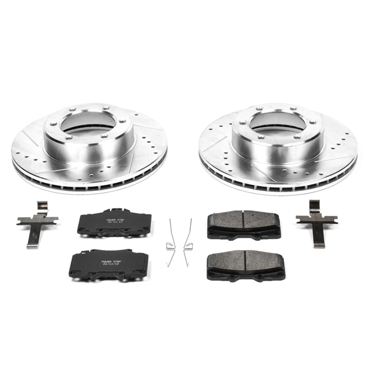 Power Stop K1150 Z23 Carbon Fiber Brake Pads with Drilled & Slotted Brake Rotors Kit For Toyota 4Runner 1991-1995, Toyota T100 1993-1998 [Model Specific]
