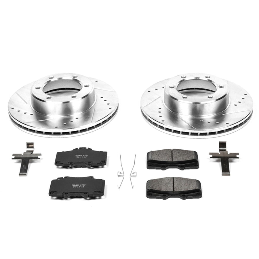 Power Stop K1150 Z23 Carbon Fiber Brake Pads with Drilled & Slotted Brake Rotors Kit For Toyota 4Runner 1991-1995, Toyota T100 1993-1998 [Model Specific]