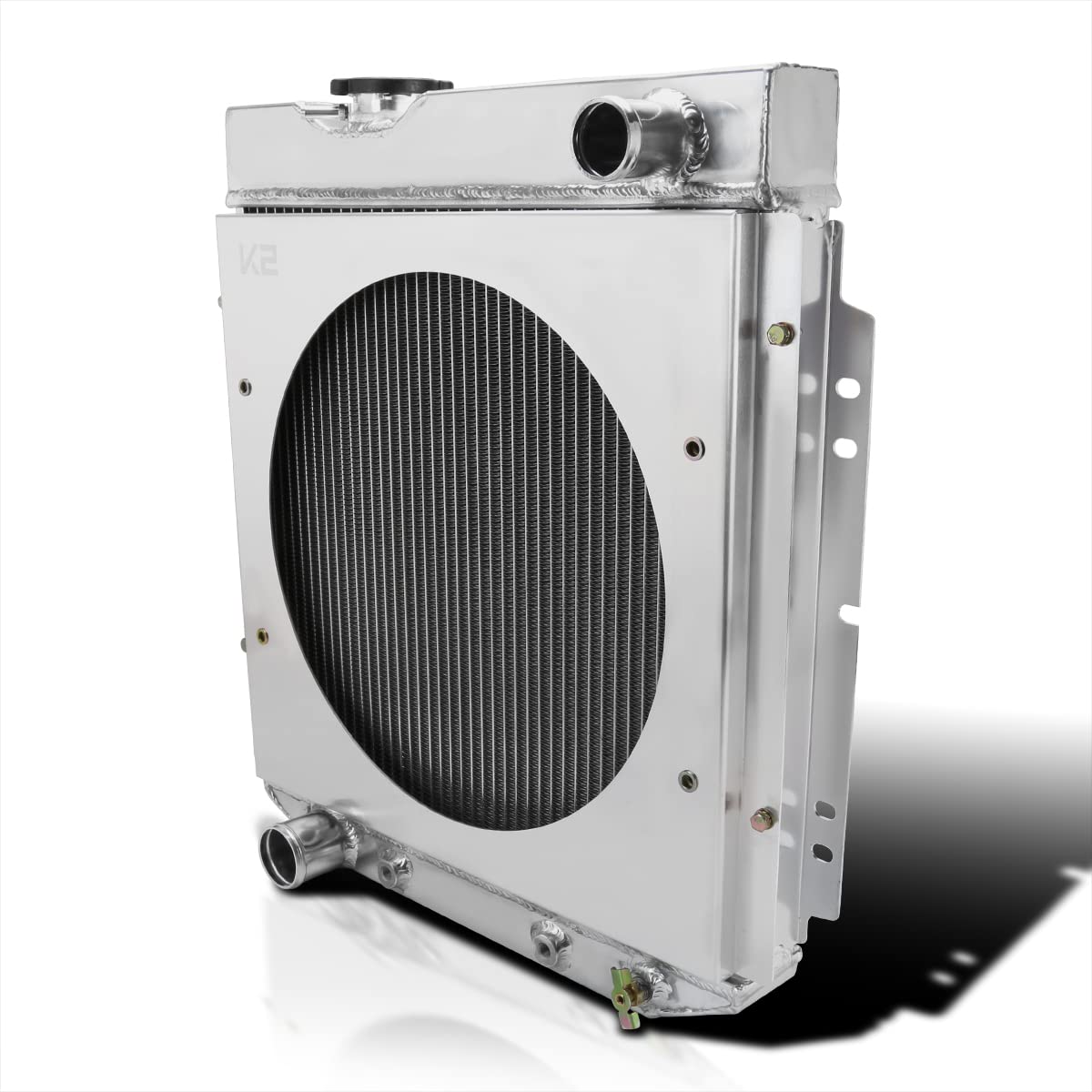 Cooling Spec-D Tuning Aluminum 3 Row Radiator with Fan Shroud Compatible with Ford Mustang V8 Conversion 1965-1966