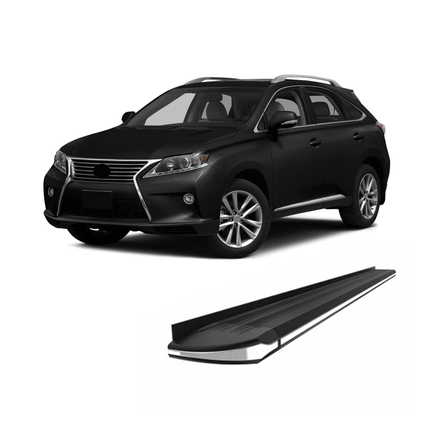Black Aluminum Black Horse Exceed Running Boards Compatible with 2010-2020 Lexus RX350&2010-2020 Lexus RX450h Requires Drilling and Cutting Plastic Cover