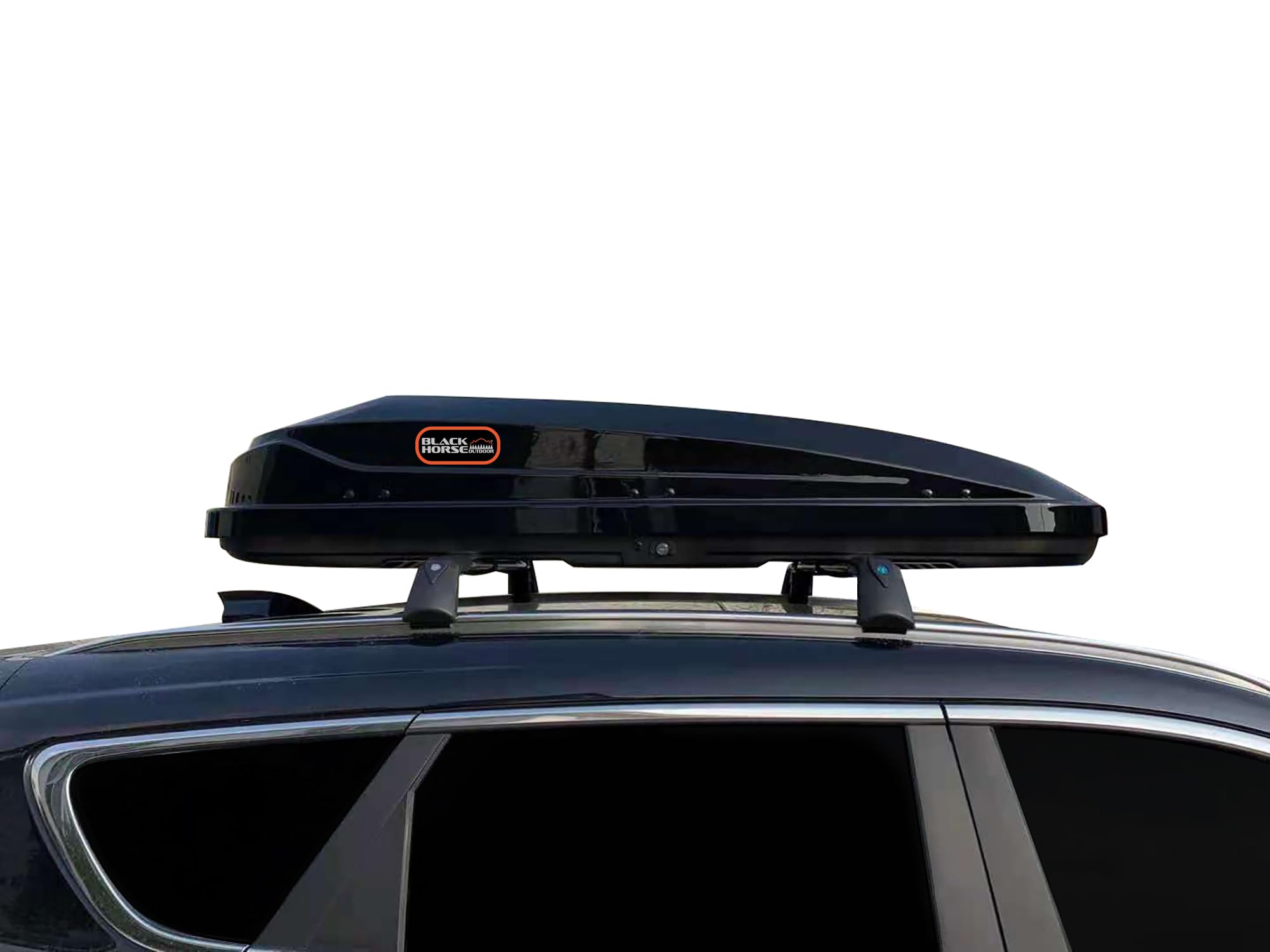 Rooftop Cargo Carrier Black Horse ABS + PMMA Hard Shell, 16 Cubic Feet Waterproof Car Roof Cargo Carrier Box w/Dual Side Opening, Security Key, 165lbs Capacity, for 28" to 80" Wide Crossbar Rack