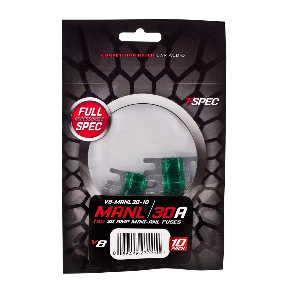 V8 Series T-Spec Nickel Plated MINI ANL Fuses, 10 Pack