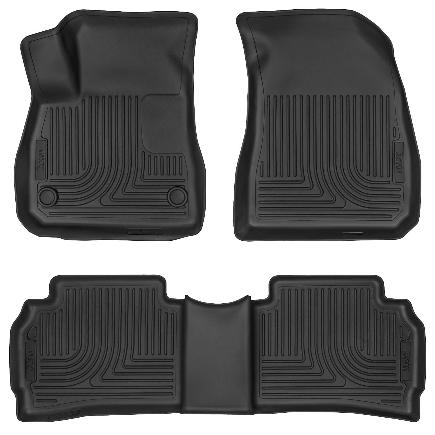 Weatherbeater Husky Liners Floor Mats | Fits 2016-2025 Chevrolet Malibu | Front & 2nd Row, 3-pc Black - 99191