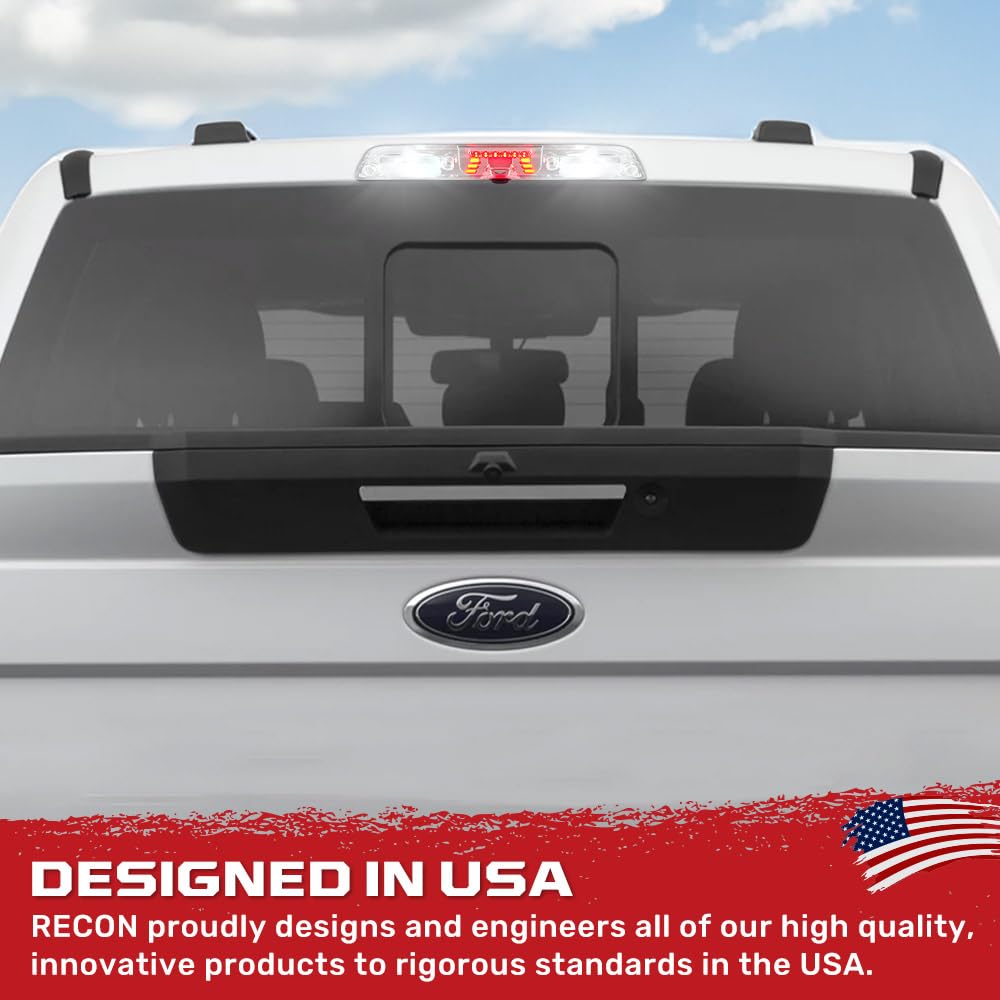RECON 15-25 F150, 17-23 Super Duty (F250, F350, F450, F550), 19-25 Ranger Ultra Bright Premium 3rd Brake Light - Fits Models with Cargo Bed Camera - CREE XML LEDs - Clear Lens
