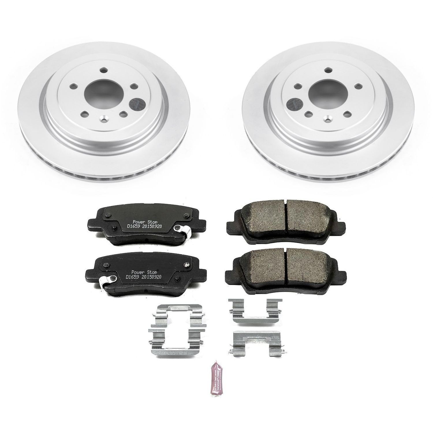 Power Stop Coated Brake Rotor CRK6385 and Ceramic Brake Pads- Rear For Cadillac ATS 2013-2018 [Vehicle Specific]