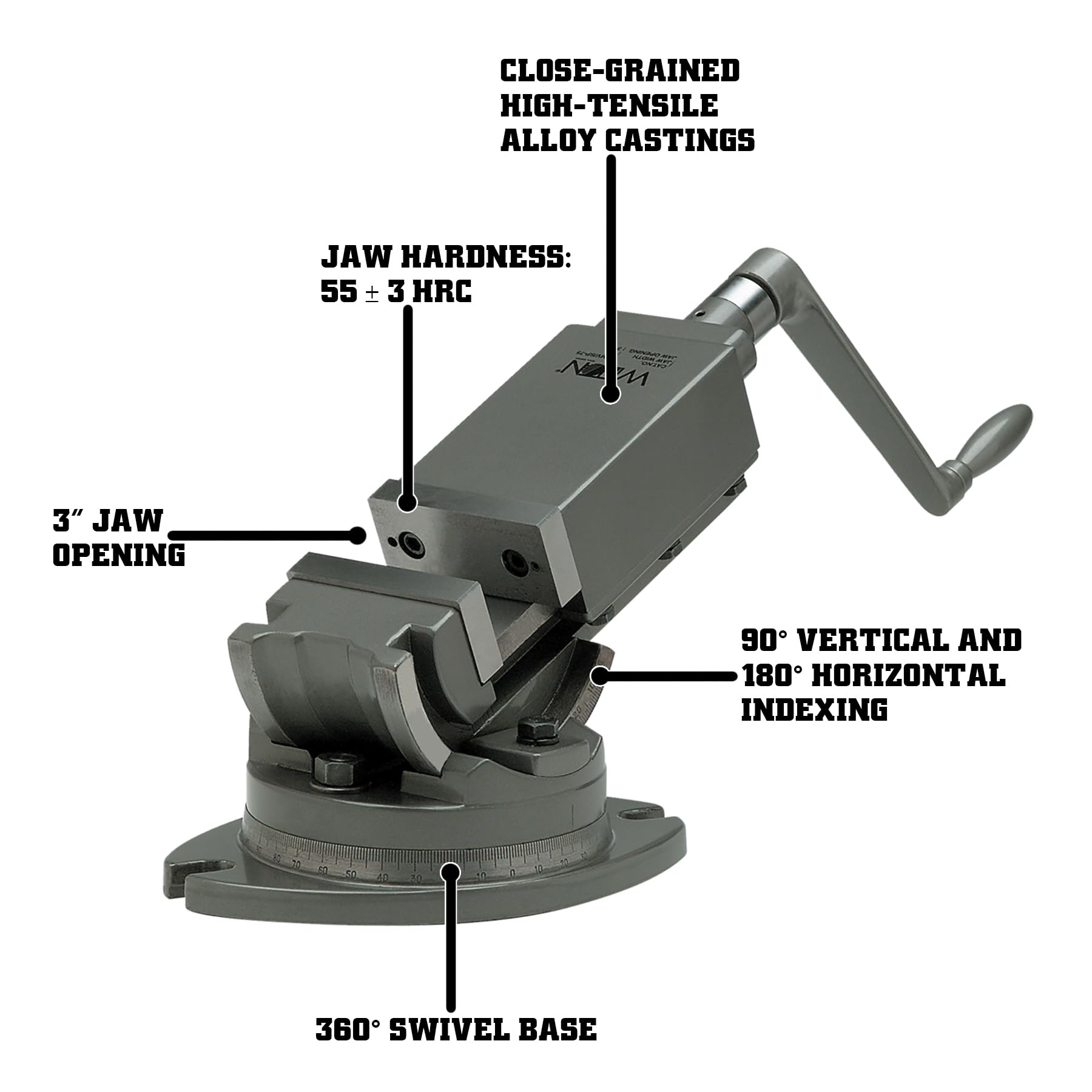 Super Precision Wilton 2-Axis Milling Vise, 3" Jaw Width, 1-5/16" Jaw Depth (Model AMV/SP-75)
