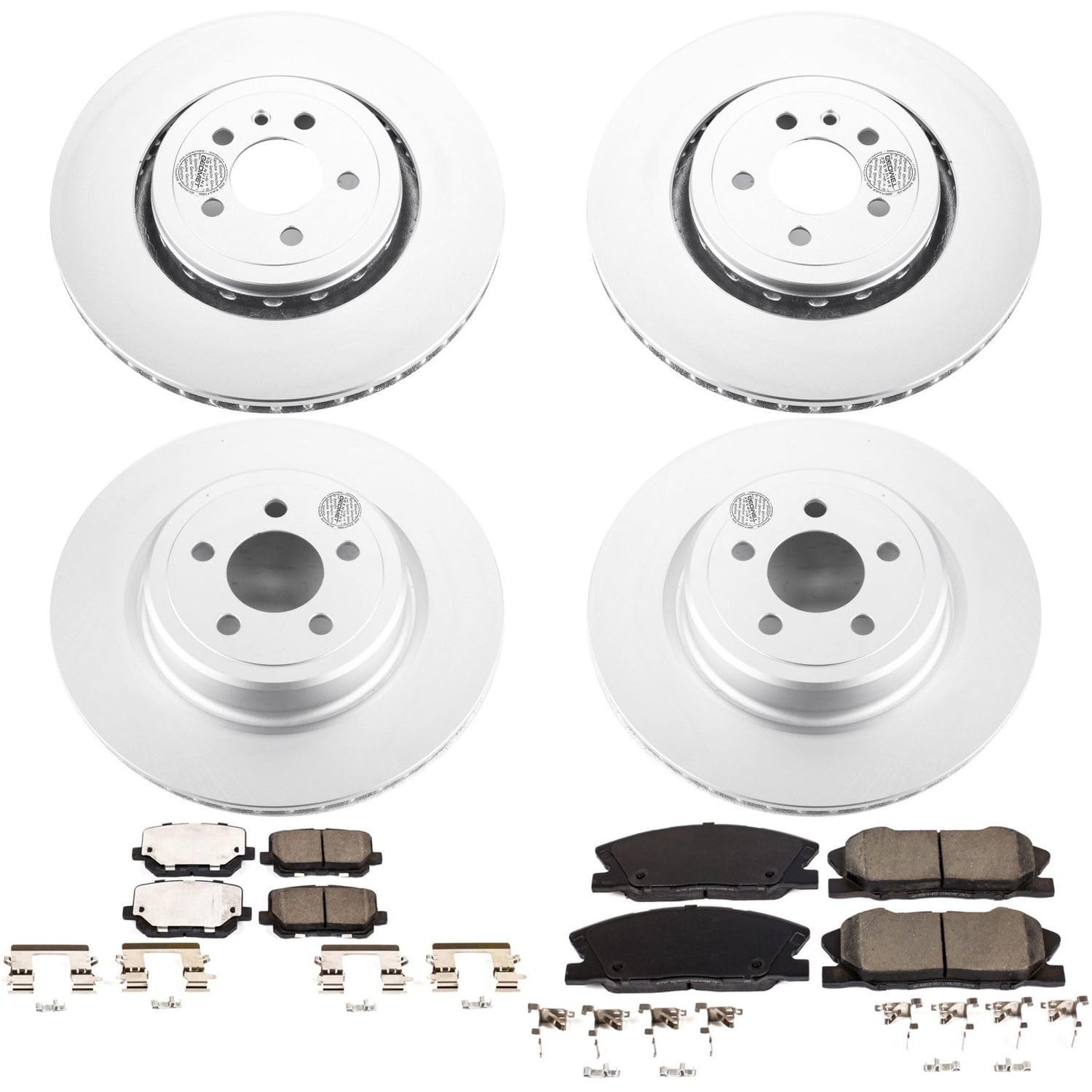 Power Stop CRK7051 Brake Rotor Coated and Ceramic Brake Pads- Front & Rear For Dodge Charger 2014-2023 [Model Specific]