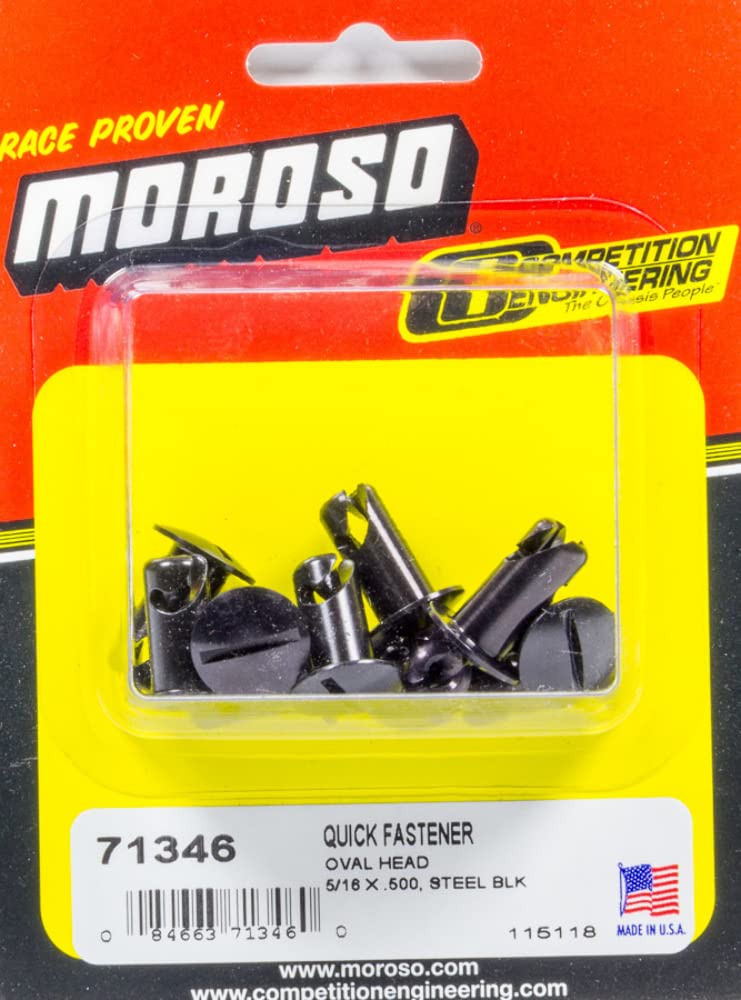 Moroso Oval Head 71346 Quick Fasteners, 5/16 x .500, Steel, in Black
