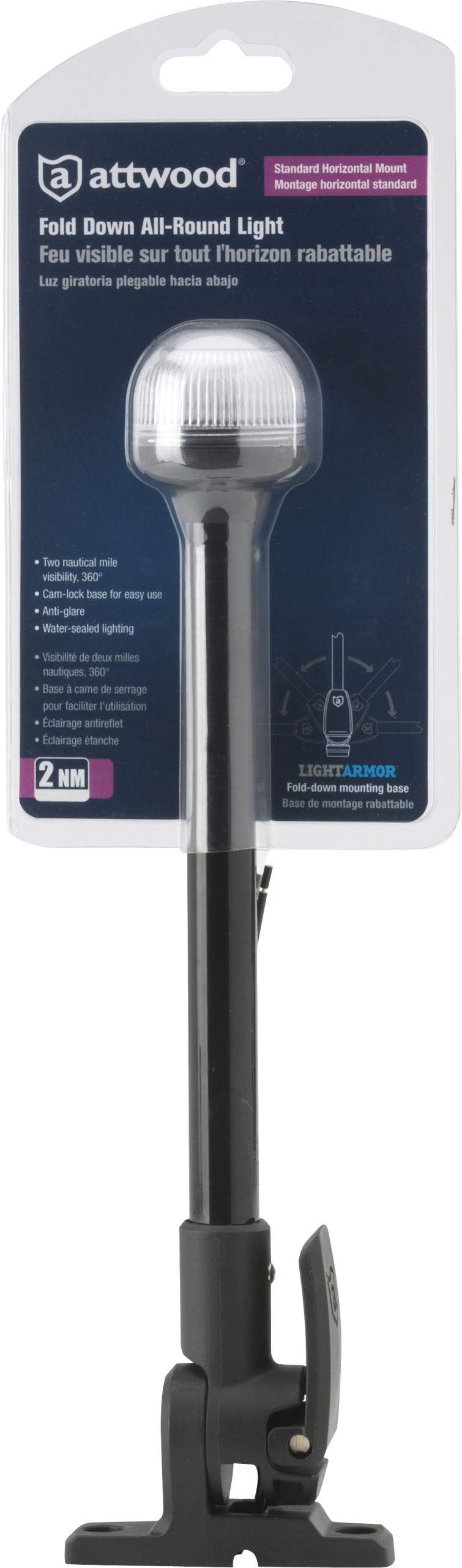 Folding 12” All-Round Incandescent Pole Light Attwood 5358-P12-7