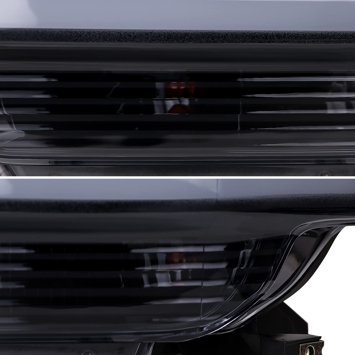 Glossy Black Smoke SPEC-D TUNING Projector Headlights w/LED Bar Compatible with 2019-2024 Dodge Ram 2500, 3500, 4500, Left + Right Pair Headlamps Assembly