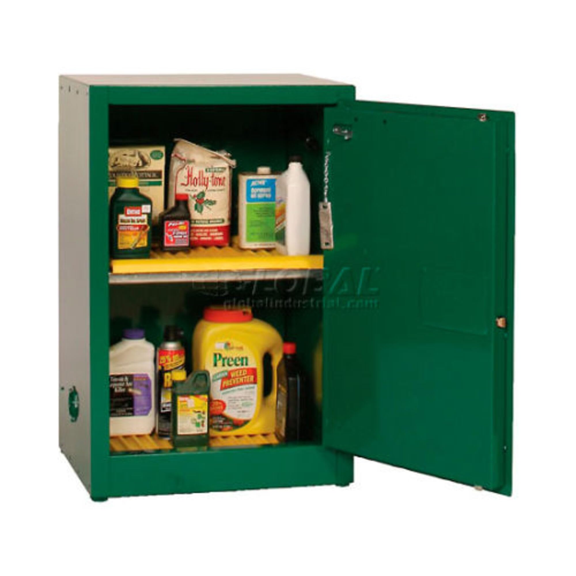 Eagle Pesticide Safety Cabinet 20 Gallon, Space Saver, 1 Shelf, 1 Door, Self-Close, Made in The USA, Green, PEST24X