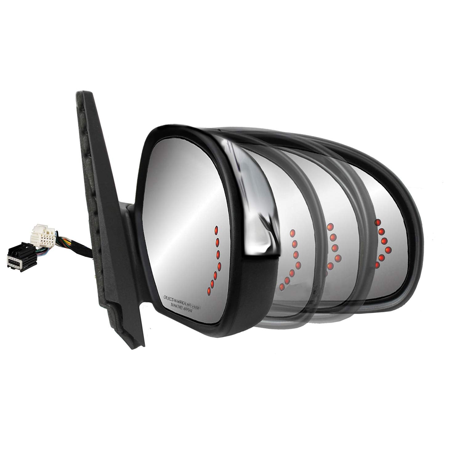 Fit System Mirror Passenger Side for Avalanche, Silverado/Sierra 1500, 2500, 3500, Suburban, Tahoe, Yukon/Denali/XL, Silverado/Sierra Hybrid, blk/chrm, Arrow Signal, memo, Pwr FLD, HTD Pwr