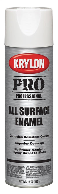 Krylon Professional K05810 All Surface Enamels, Flat White, 15 Ounce
