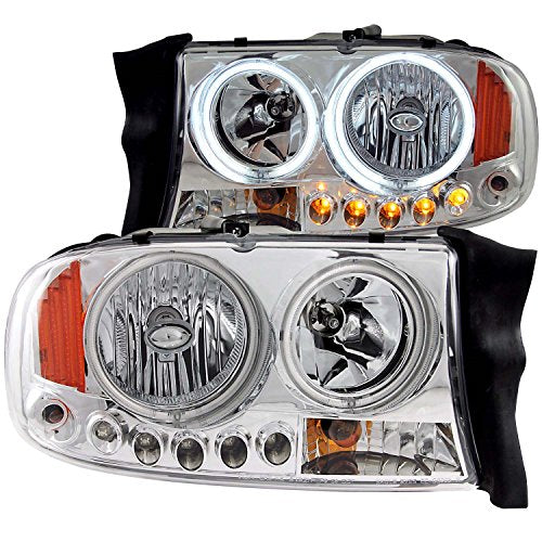 Anzo USA Chrome Halo 111193 Projector Headlight with Amber Reflector for Dodge Dakota/Durango