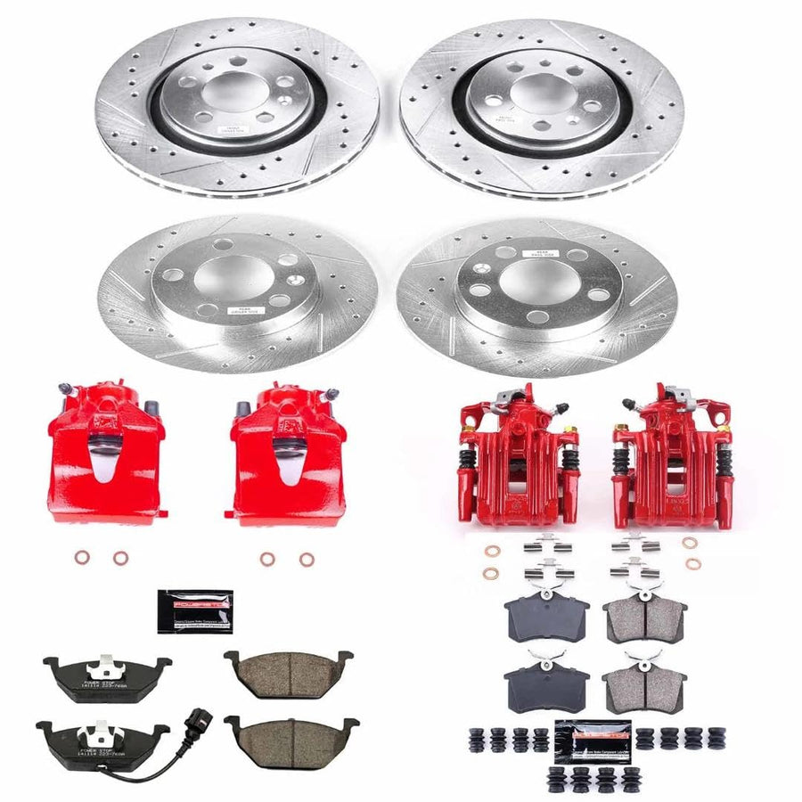 Power Stop KC840 Evolution Sport Caliper Kit-Drilled/Slotted Rotors, Carbon Ceramic Brake Pads, For VW Beetle, VW G, VW J [Model Specific] Calipers