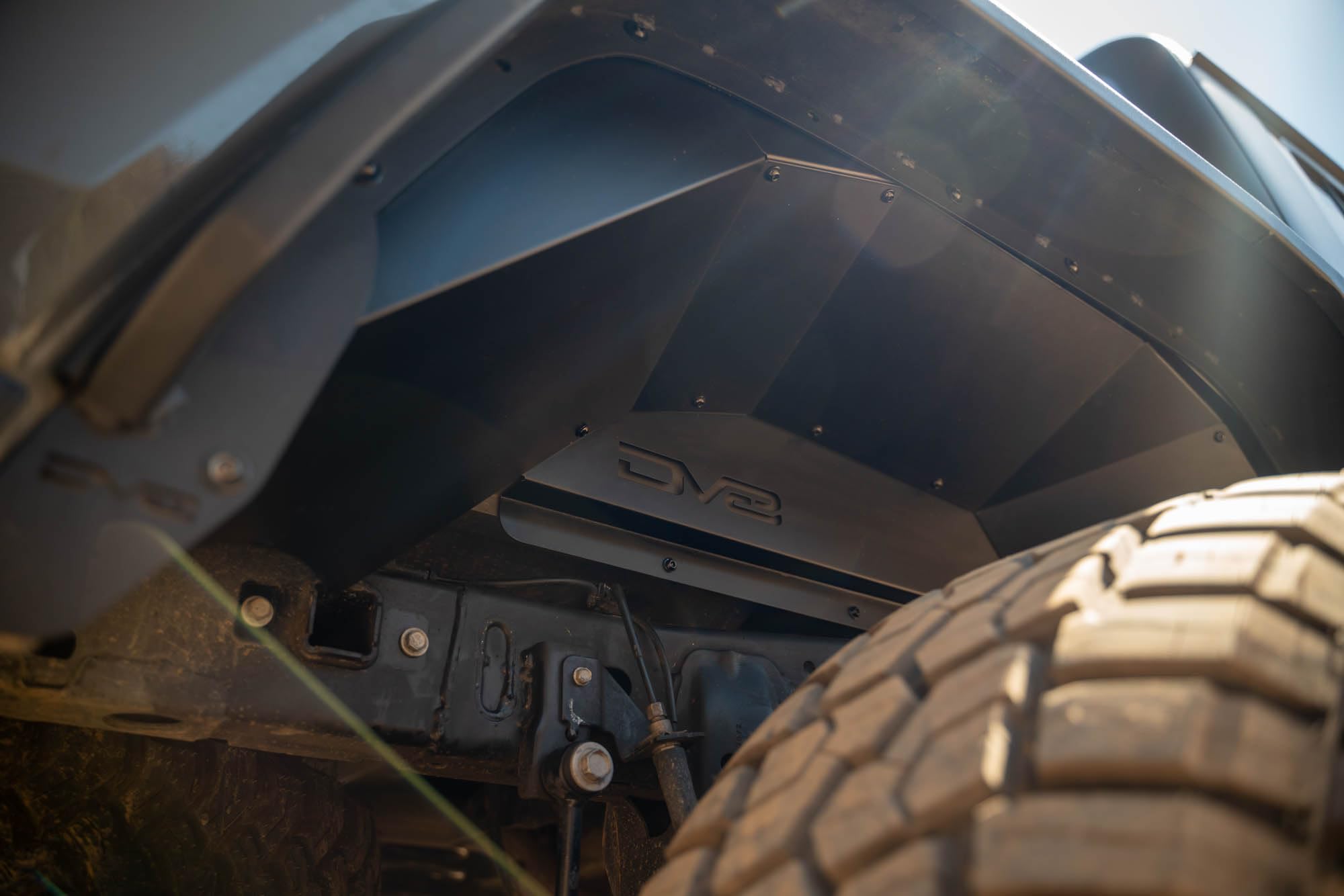 Rear Inner Fenders DV8 for 2020-2025 Jeep Gladiator JT | Protects Vital Components Near Rear Fender Compartment | Durable Lightweight Aluminum Construction | Bolt-On Installation | Powder Coated