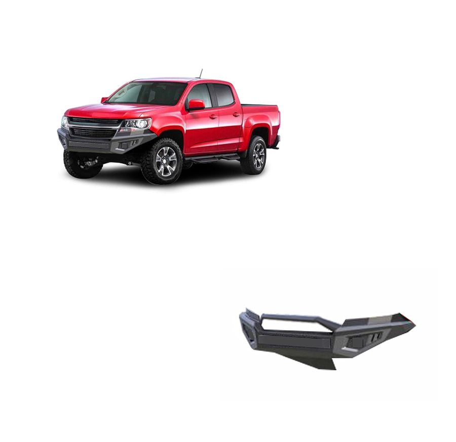 Armour II Heavy Duty Black Horse Off Road Front Bumper (Full Set) - Black - Includes Bumper, Skid Plate and Bull Nose - for 2015-2020 Chevrolet Colorado (Excludes ZR2) AFB-CO20