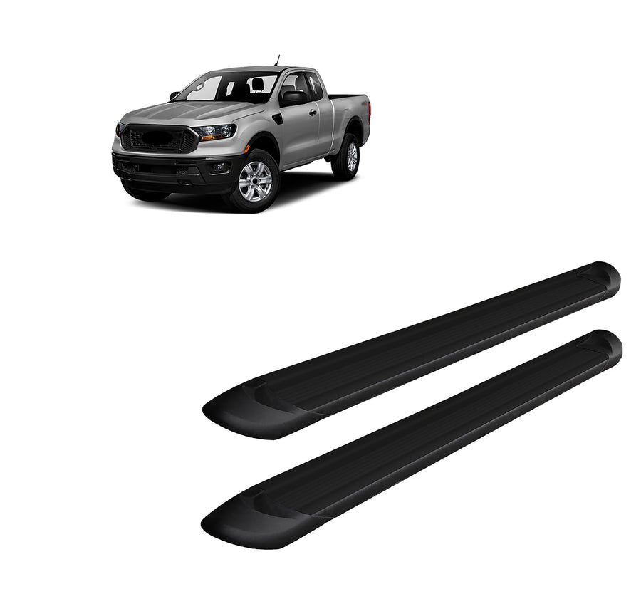 Black Aluminum Black Horse Transporter Running Boards Compatible with 2019-2022 Ford Ranger