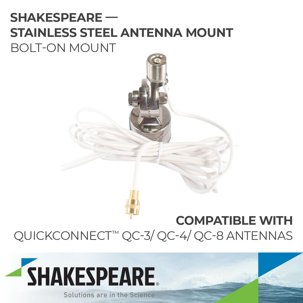 Antenna Mount Shakespeare QC Rail SS W/Cable