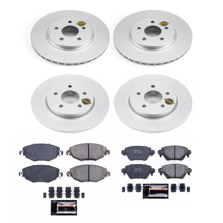 Power Stop Z23 Evolution Sport CRK1375 Coated Brake Kit Front & Rear For Jaguar X-Type 2002-2005 [Model Specific]