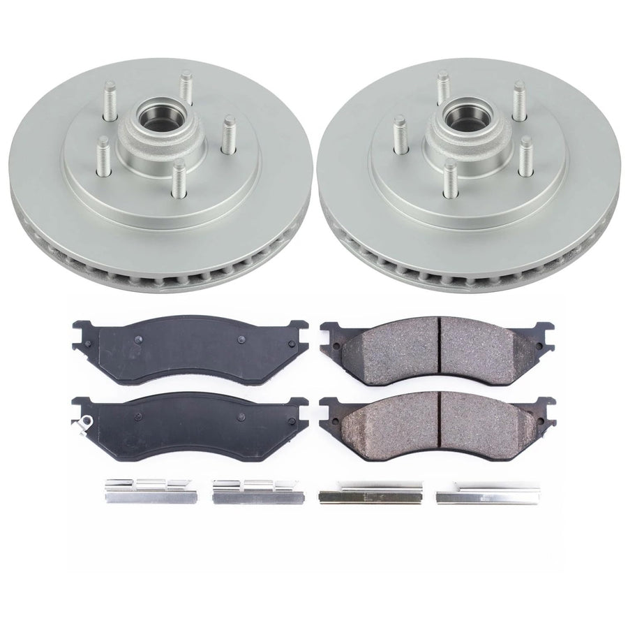 Power Stop Z17 Front Coated Rotor Kit-Coated Brake Rotors & Ceramic Brake Pads For Ford Expedition, Ford F-150, Ford F-150 Heritage, Lincoln Navigator [Model Specific]