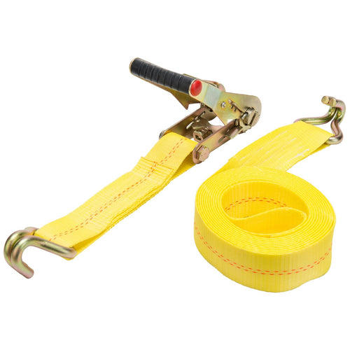 2" x 16' Heavy Duty Ratchet Tie-Down Keeper with Double J-Hooks - 3,333 lbs. Working Load Limit and 10,000 lbs. Break Strength