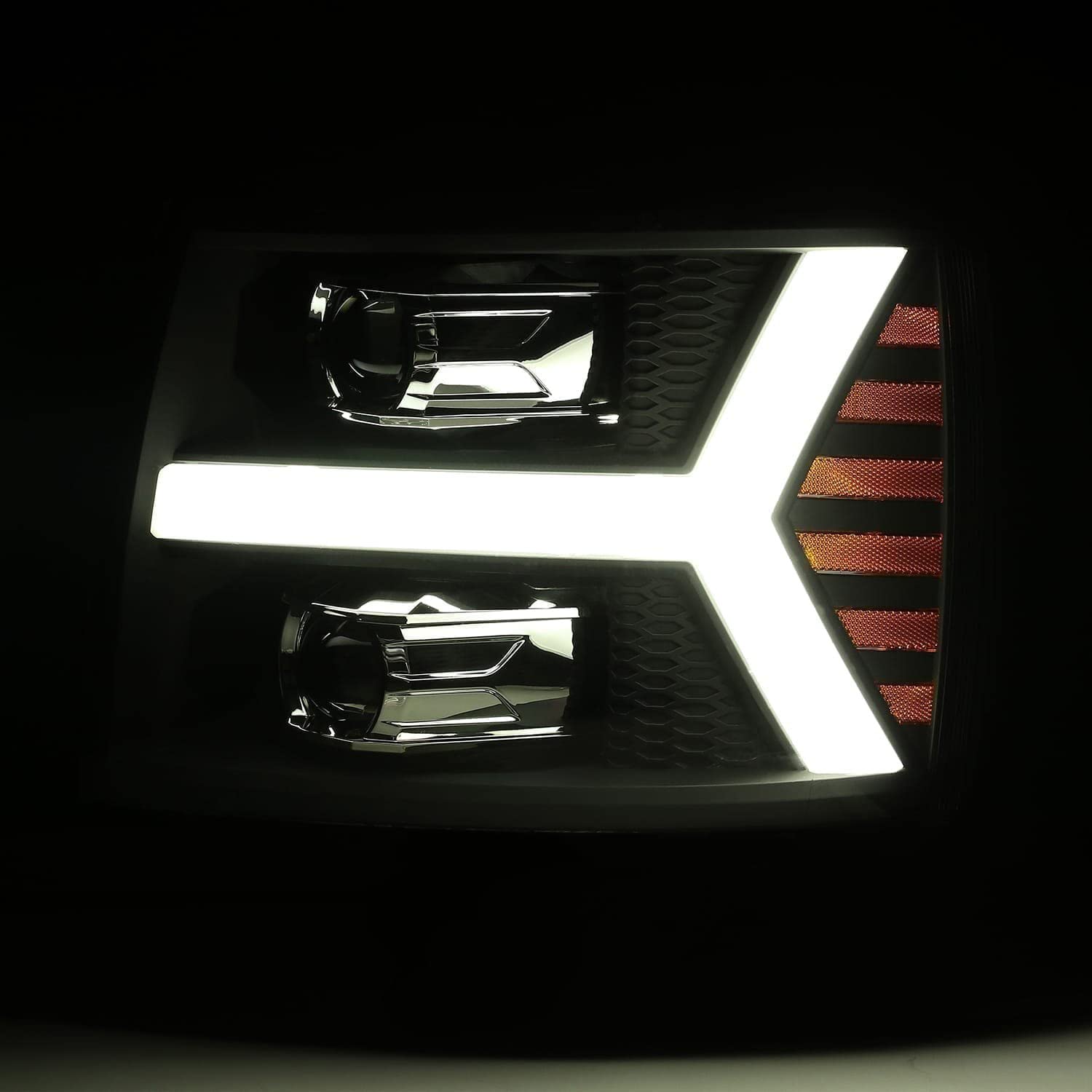 880223 AlphaRex USA Projector LED Headlights w/Activation Light - Sequential Signal and Driver Running Light fits Chevrolet Silverado 1500