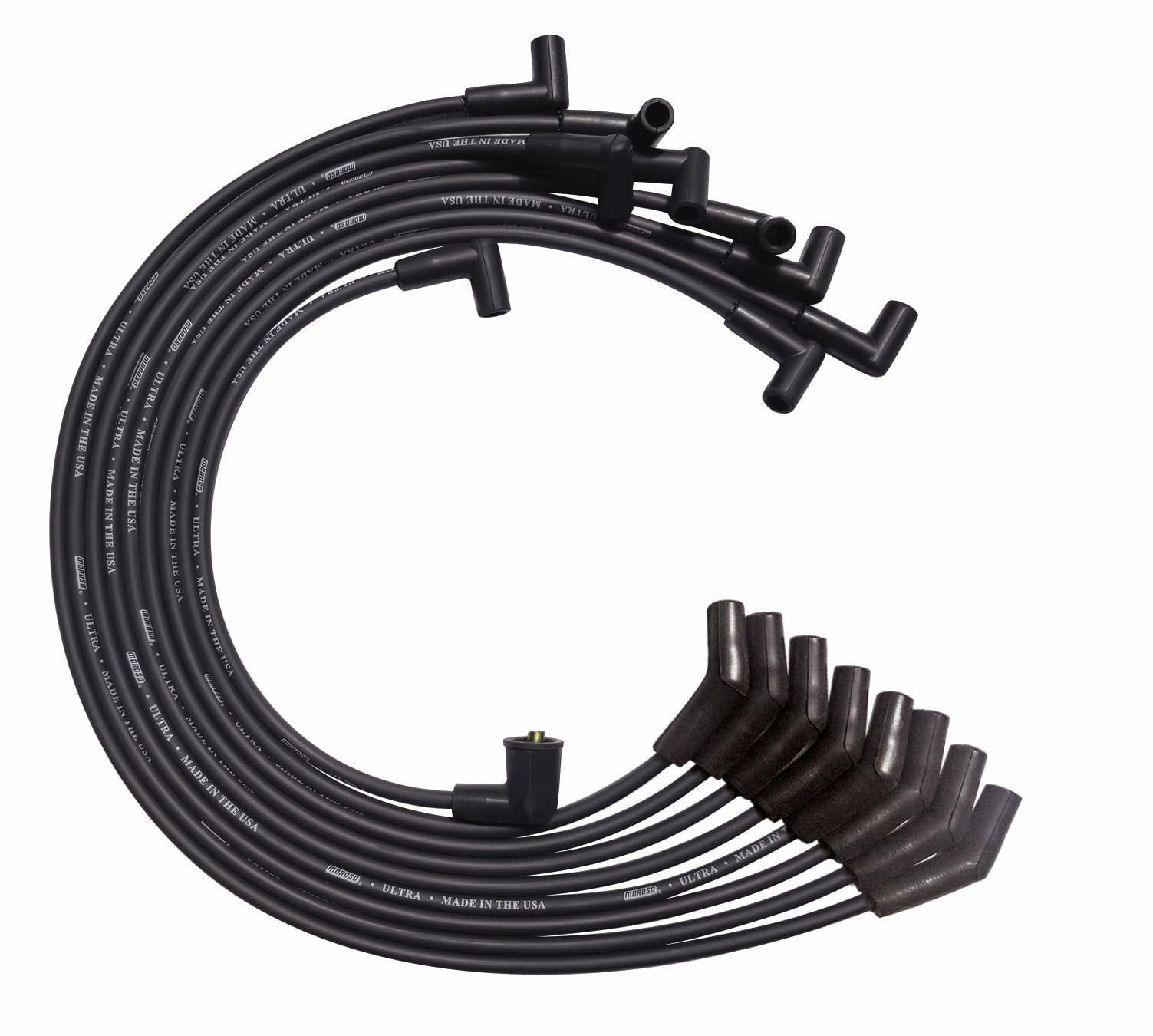 Moroso Ultra Series Black Spark Plug Wires, Ford 351C/390/429/460, 135 Degree Plug Ends, HEI Distributor