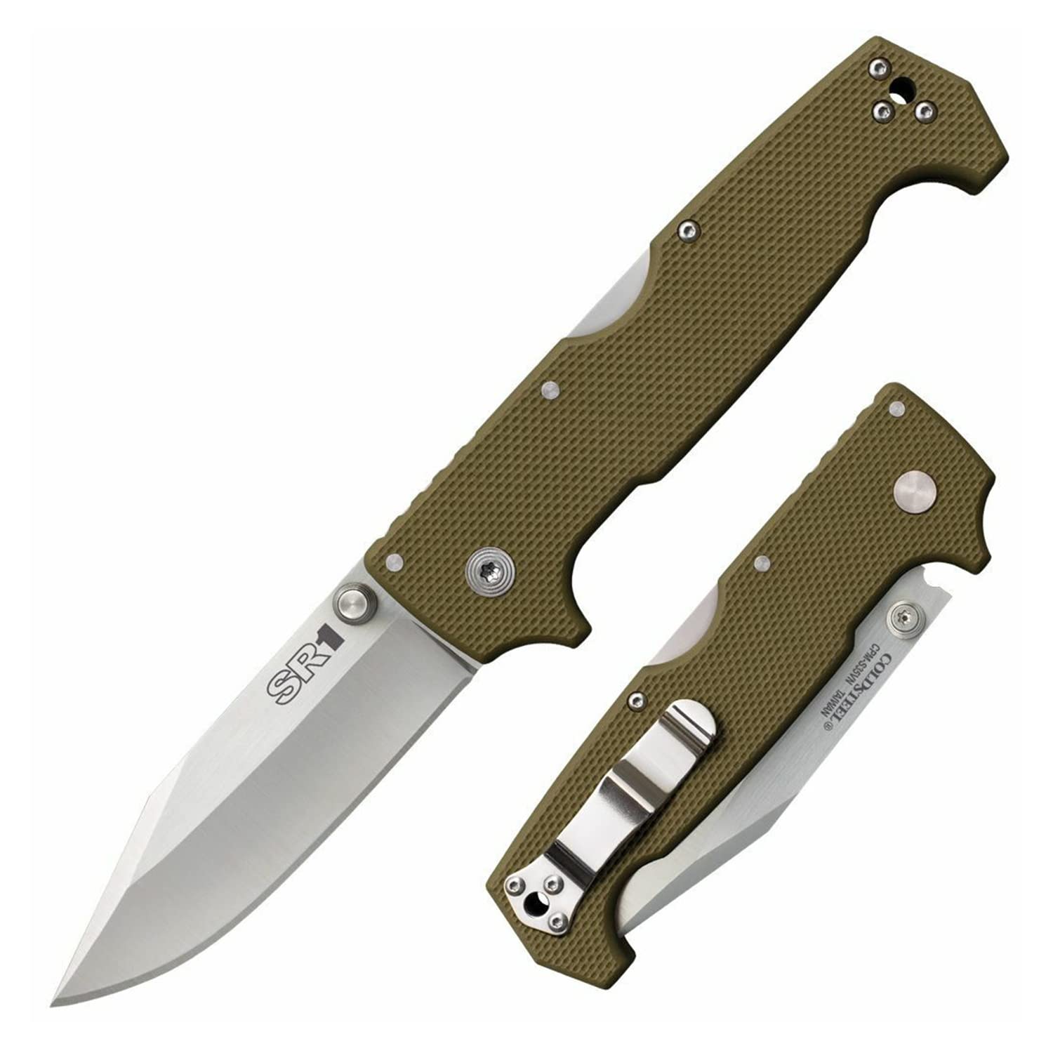 Cold Steel 4" SR1 Clip Point Blade G-10 Handle Folding Knife with Tri-Ad Locking Mechanism and Pocket/Belt Clip S35VN Steel