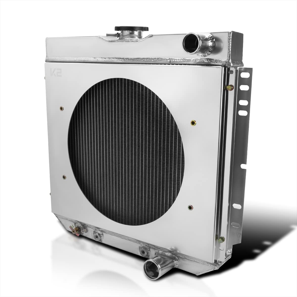 3 Row Radiator with Fan Shroud Spec-D Tuning Aluminum Compatible with Ford Mustang V8 L6 1967-1969