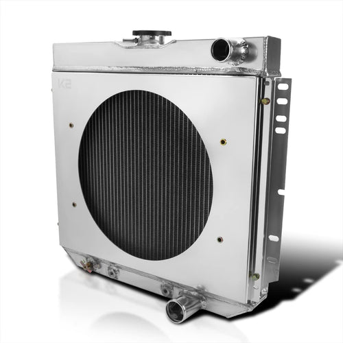 3 Row Radiator with Fan Shroud Spec-D Tuning Aluminum Compatible with Ford Mustang V8 L6 1967-1969