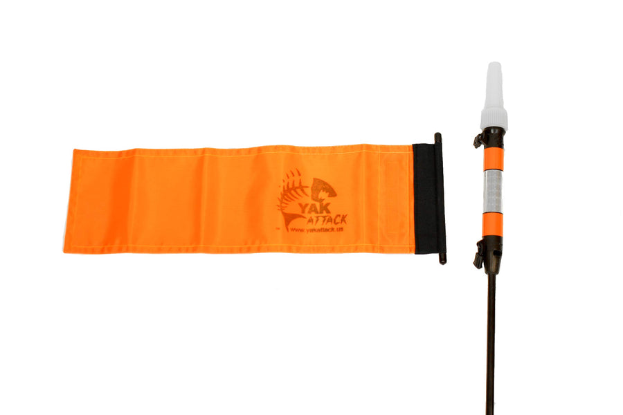 VISIPole II YakAttack with Flag and 360° LED Light | GearTrac Ready Visibility System for Kayaks | Waterproof to 1000 ft | Includes Mounting Hardware & Batteries | Made in USA